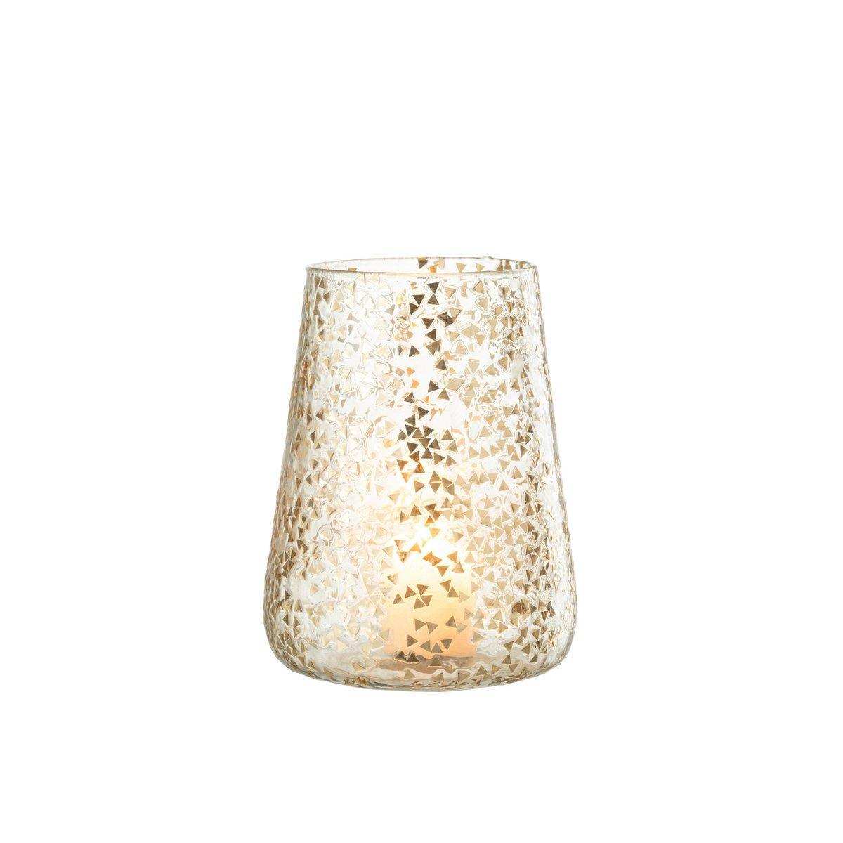 J-Line Laterne Triangle - Glas - transparent/gold - extra groß - HomeDesign Knaus