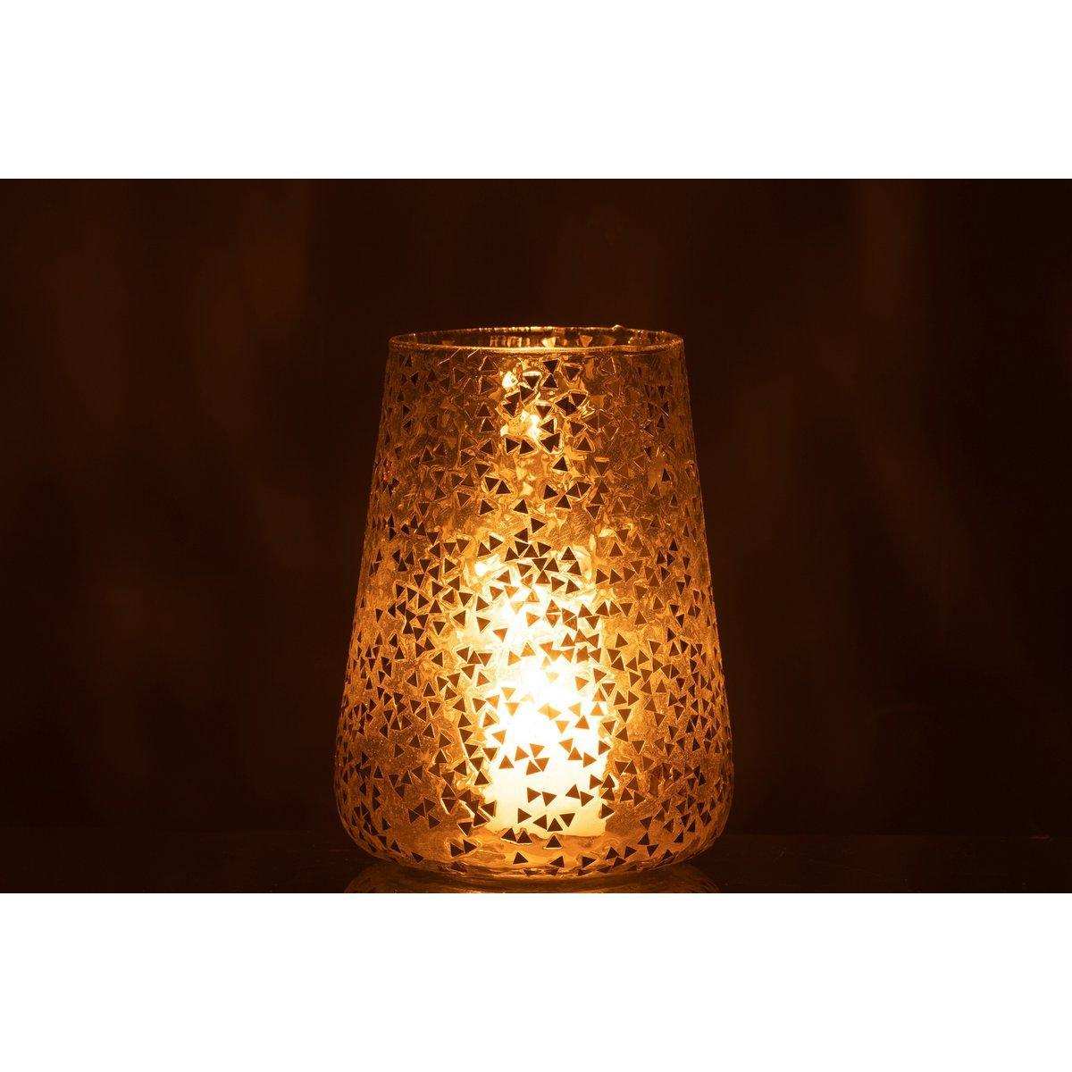 J-Line Laterne Triangle - Glas - transparent/gold - extra groß - HomeDesign Knaus