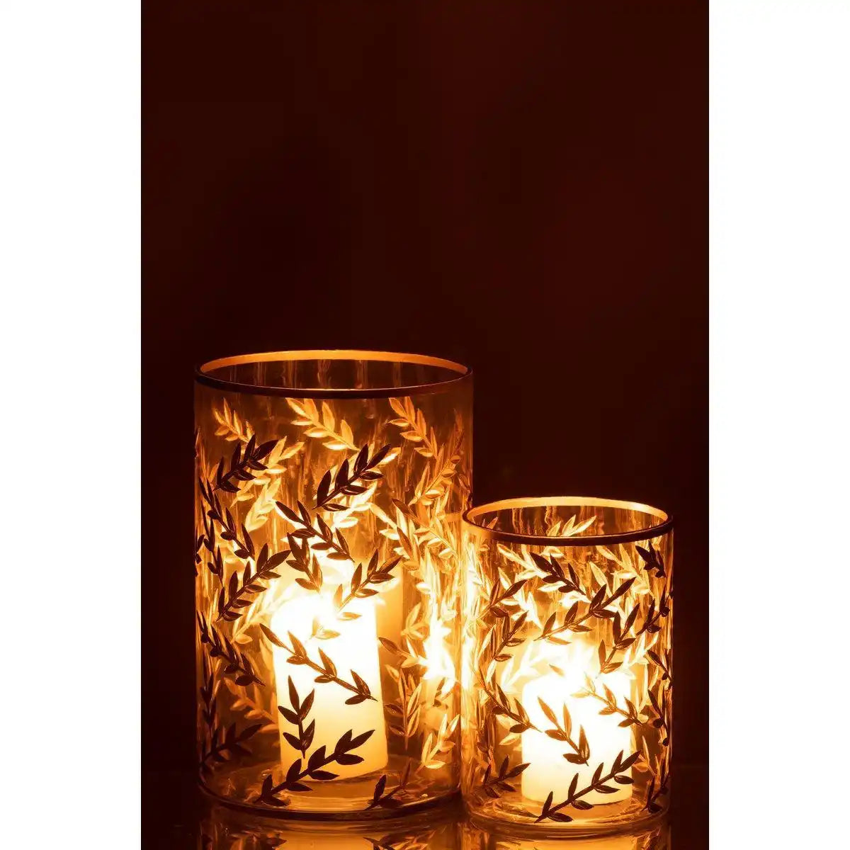J-Line Laterne Wheat - Glas - Gold/Transparent - Mittelgroß - HomeDesign Knaus