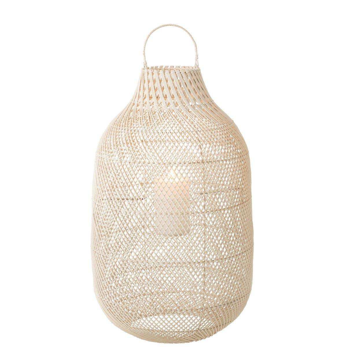 J-Line Laterne Zylinder – Rattan – weiß – extra groß - HomeDesign Knaus