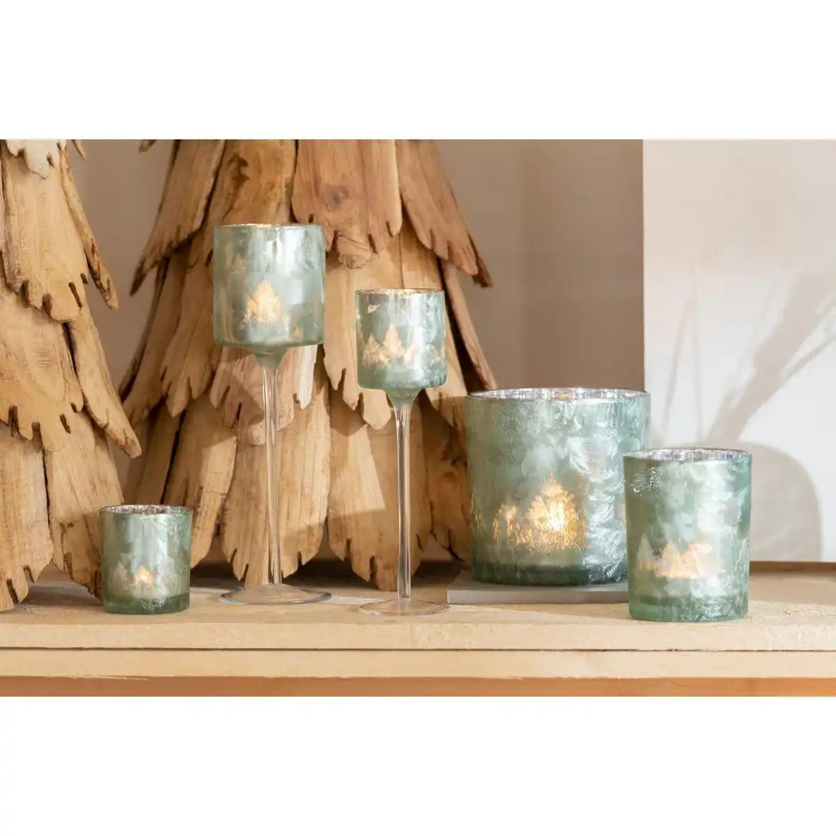 J-Line Laternenbaum - Glas - Grün/Silber - klein - HomeDesign Knaus