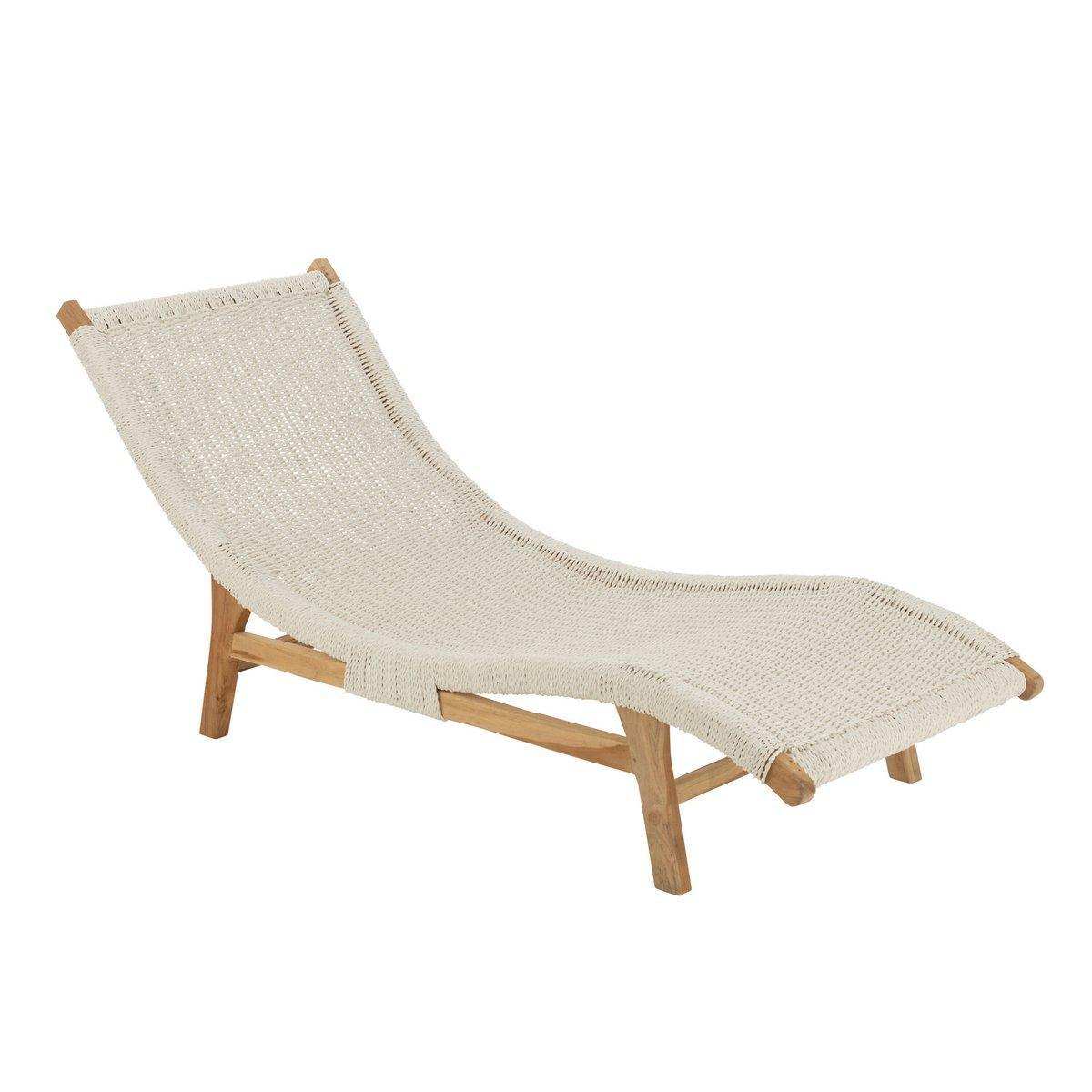 J-Line Liege + Kissen Gewebt – Kunststoff/Teak – Weiß - HomeDesign Knaus
