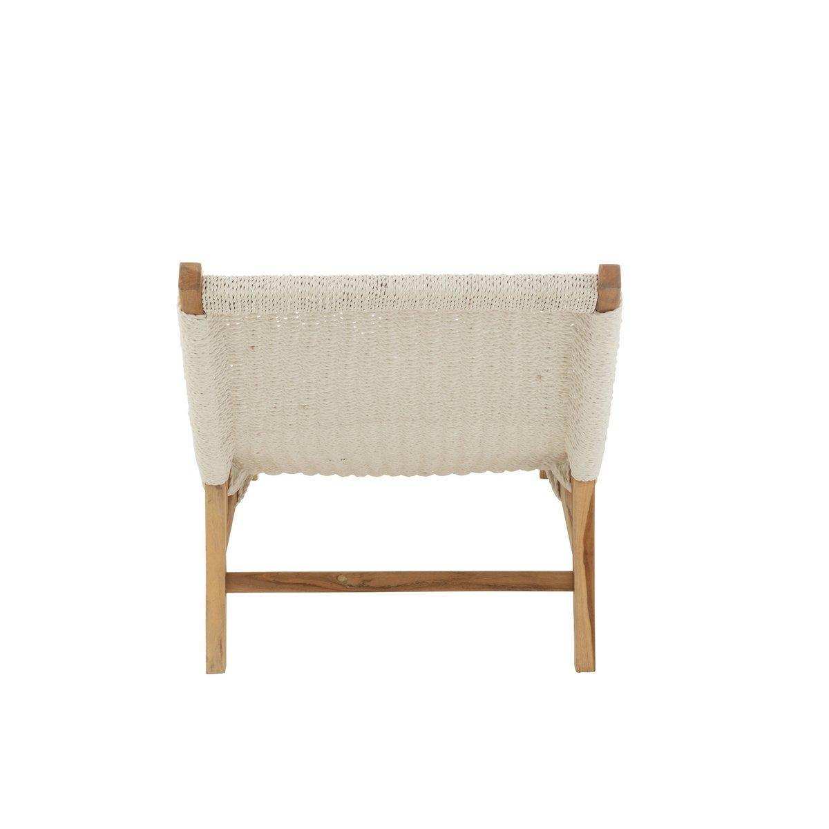 J-Line Liege + Kissen Gewebt – Kunststoff/Teak – Weiß - HomeDesign Knaus