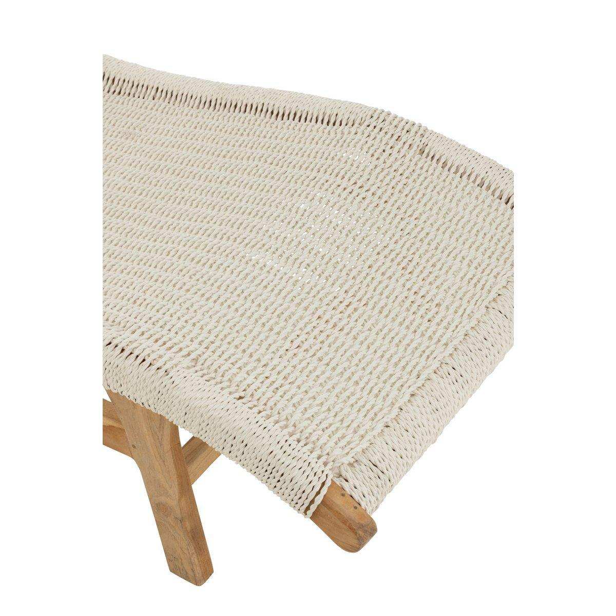 J-Line Liege + Kissen Gewebt – Kunststoff/Teak – Weiß - HomeDesign Knaus