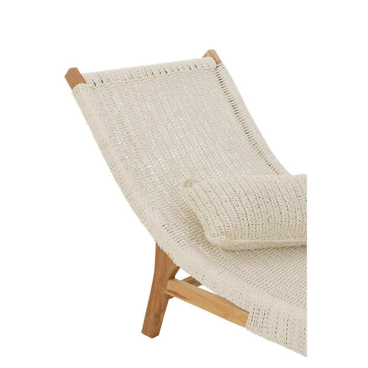 J-Line Liege + Kissen Gewebt – Kunststoff/Teak – Weiß - HomeDesign Knaus
