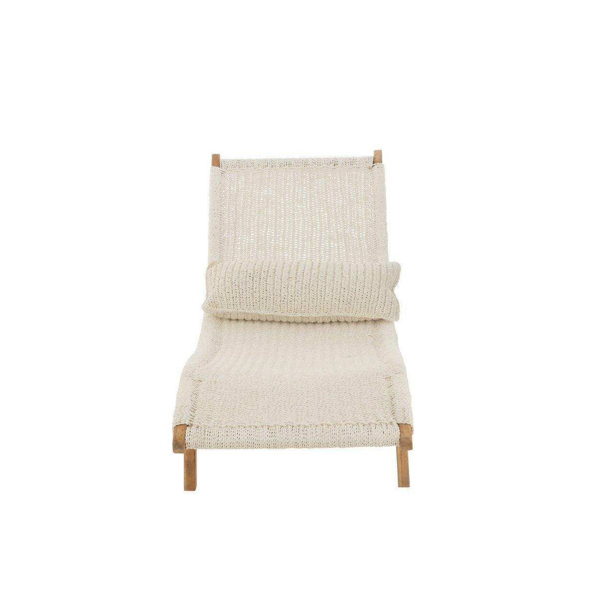 J-Line Liege + Kissen Gewebt – Kunststoff/Teak – Weiß - HomeDesign Knaus