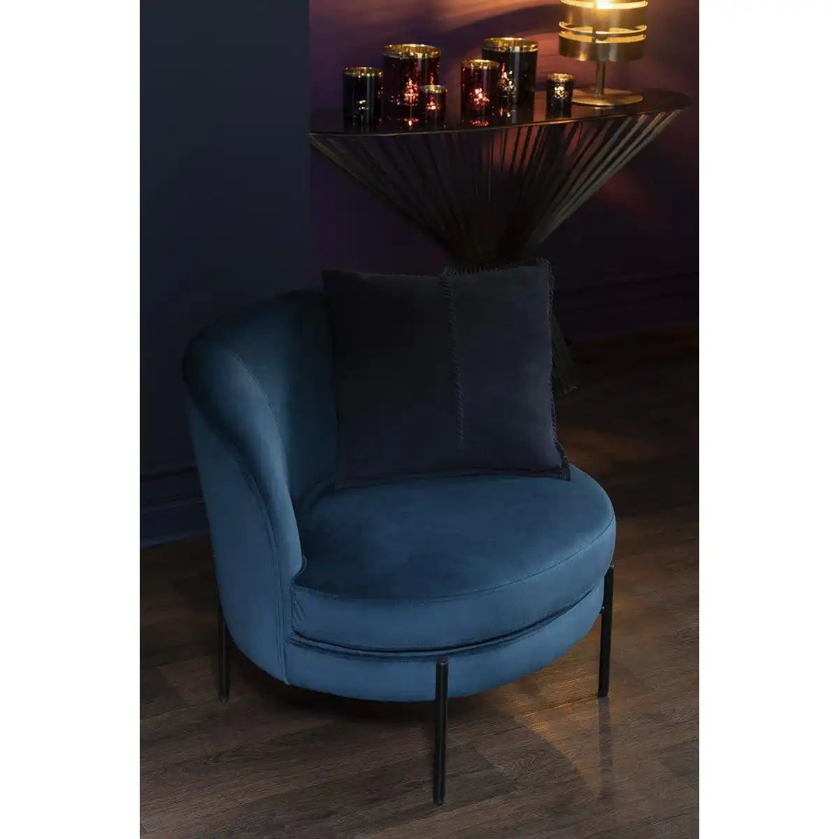 J-Line Lounge Chair Rund Textil/Metall Blau - HomeDesign Knaus