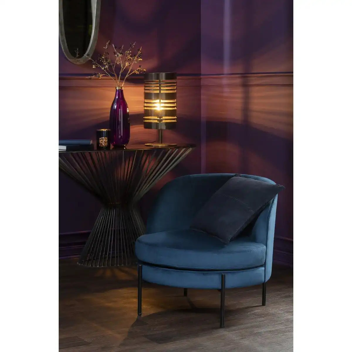 J-Line Lounge Chair Rund Textil/Metall Blau - HomeDesign Knaus