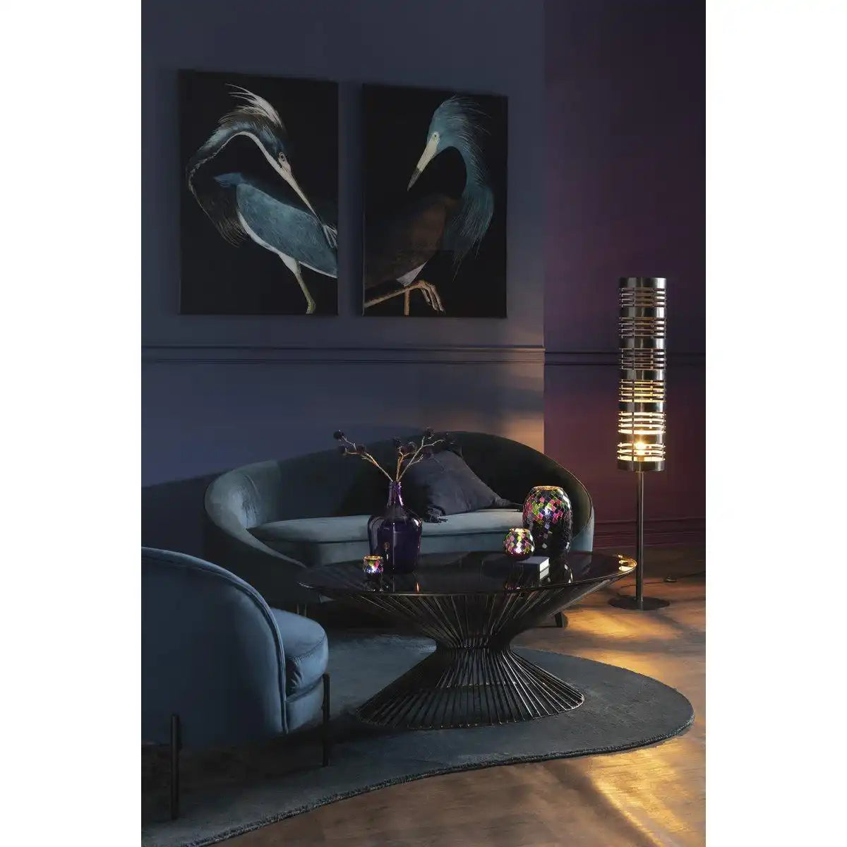J-Line Lounge Chair Rund Textil/Metall Blau - HomeDesign Knaus