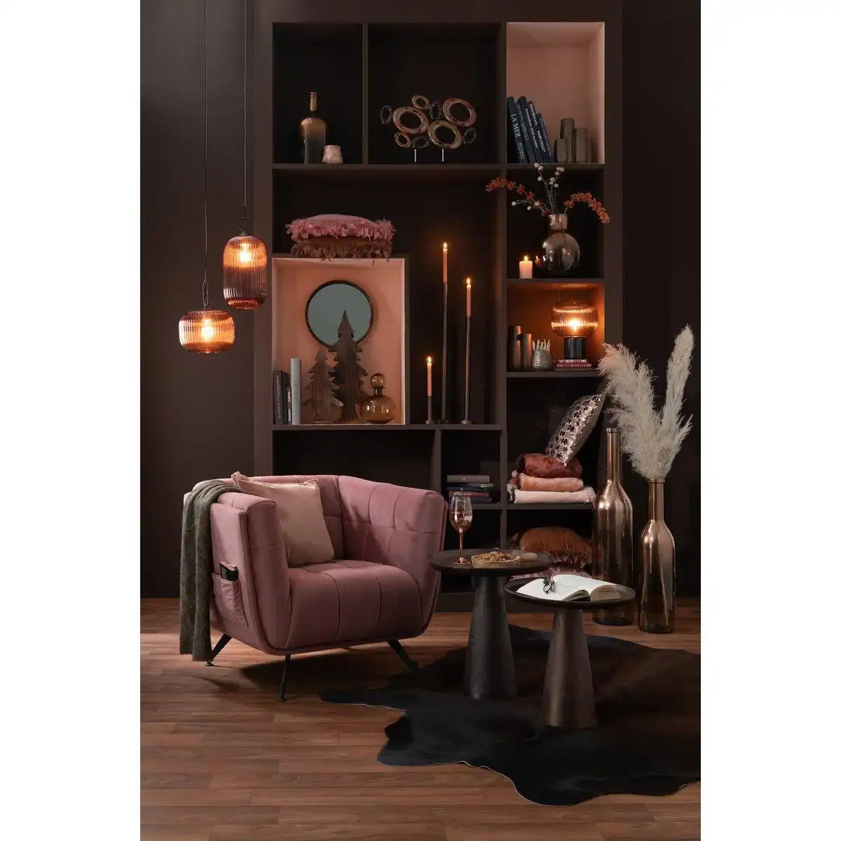 J-Line Loungesessel 1-Sitzer Textil/Holz/Metall Antikrosa - HomeDesign Knaus