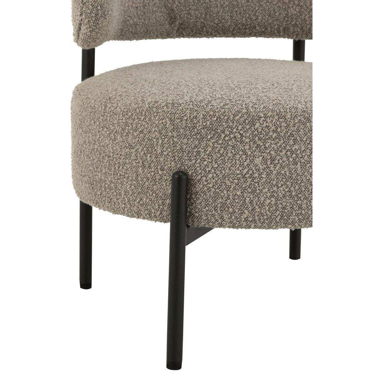 J-Line Loungesessel Boucle Sperrholz/Polyester Grau/Schwarz - HomeDesign Knaus