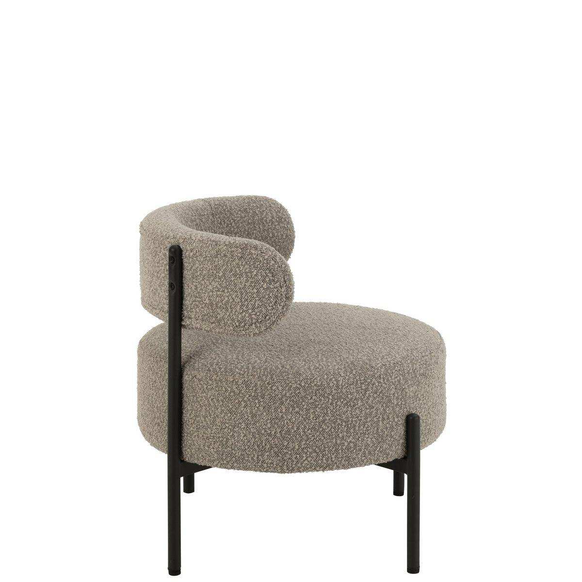 J-Line Loungesessel Boucle Sperrholz/Polyester Grau/Schwarz - HomeDesign Knaus