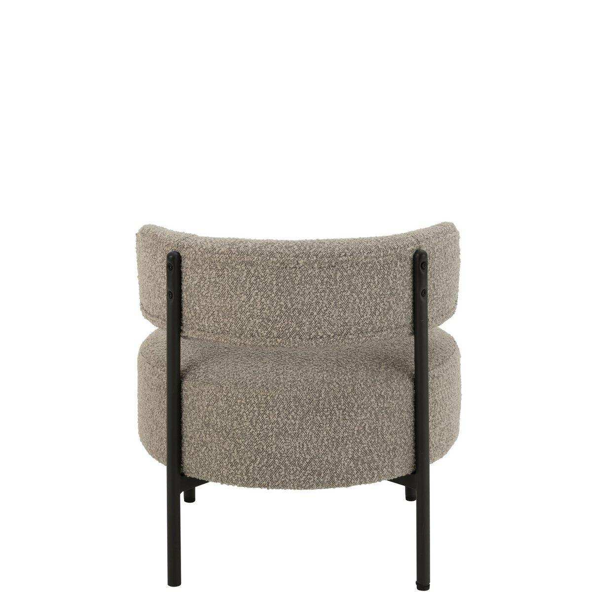 J-Line Loungesessel Boucle Sperrholz/Polyester Grau/Schwarz - HomeDesign Knaus