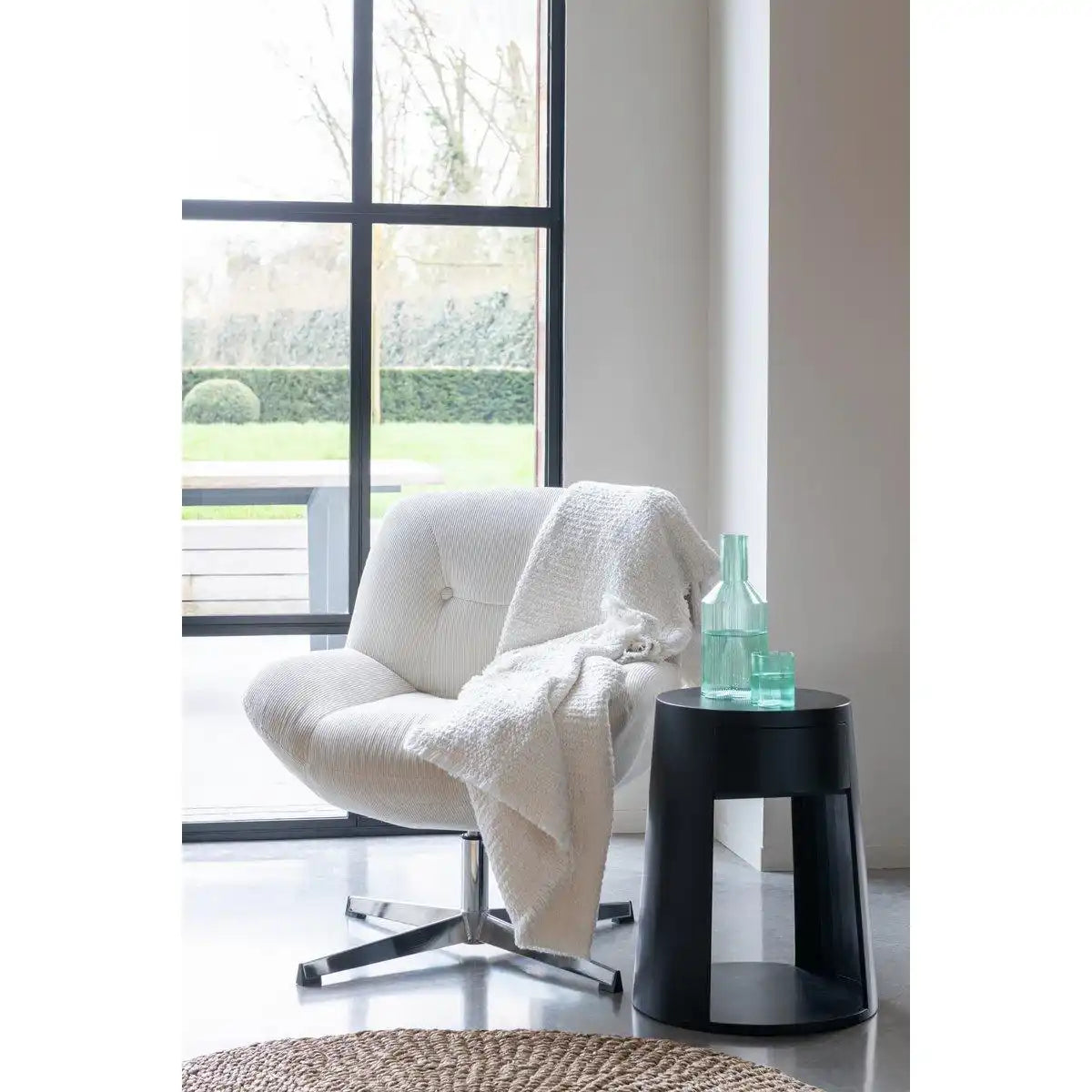 J-Line Loungesessel Chill Metal/Sperrholz Creme/Silber - HomeDesign Knaus