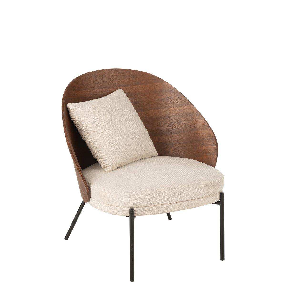J-Line Loungesessel Sperrholz/Metall Braun/Beige - HomeDesign Knaus