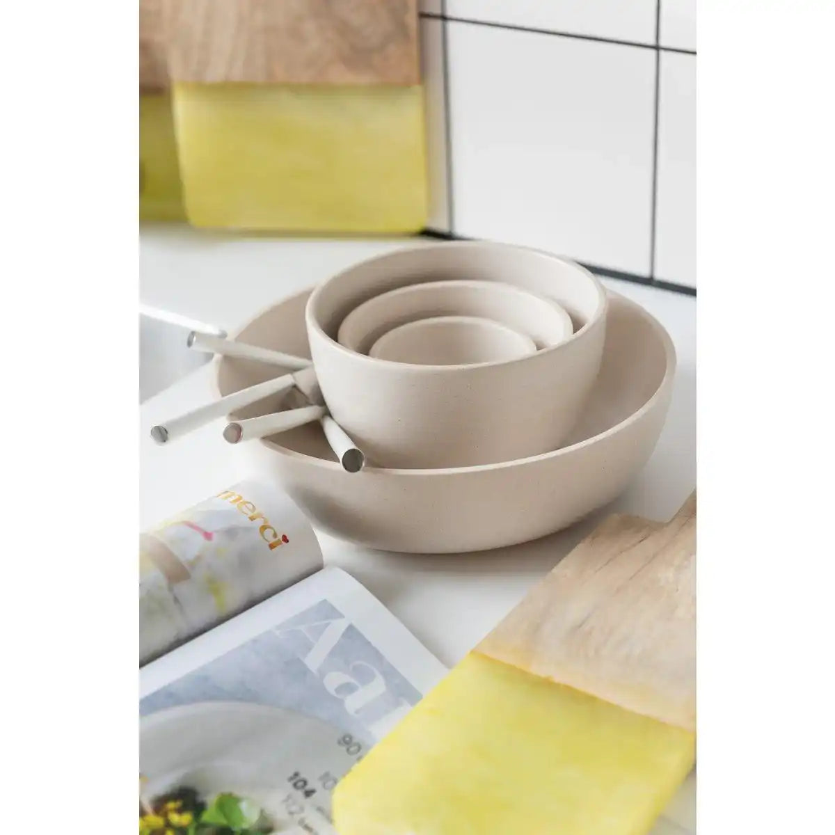J-Line Marie Schüssel - Keramik - Creme - L - 6x - HomeDesign Knaus