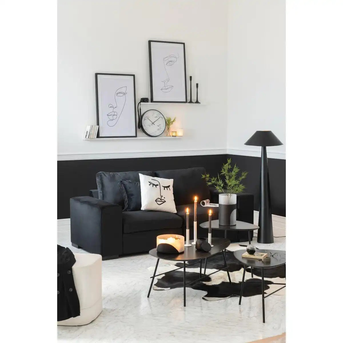 J-Line Marmoruhr - Kunststoff - Schwarz - Ø 40 cm - HomeDesign Knaus