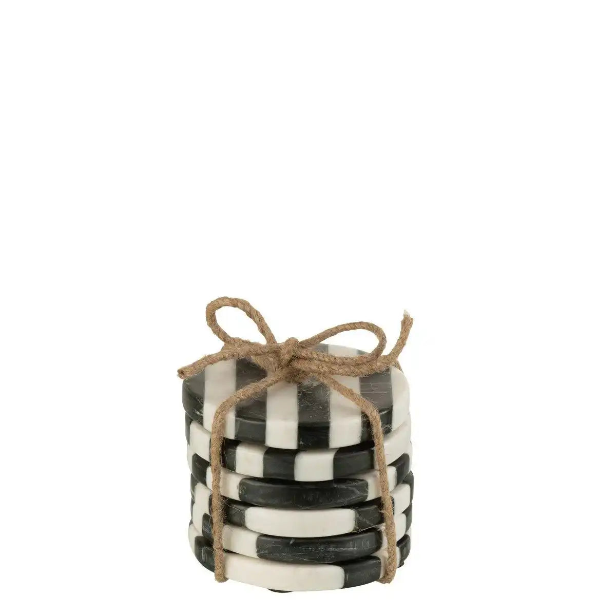 J-Line Marmoruntersetzer - Stein - Weiß/Schwarz - 6x - HomeDesign Knaus