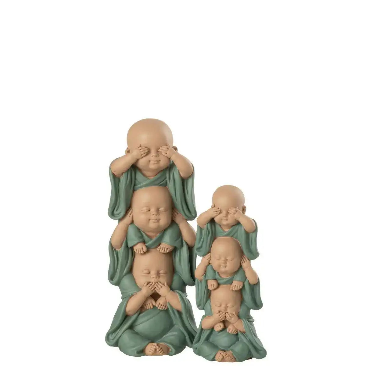 J-Line Monnik Horen/Zien/Zwijgen Op Elkaar Poly Green Large - HomeDesign Knaus