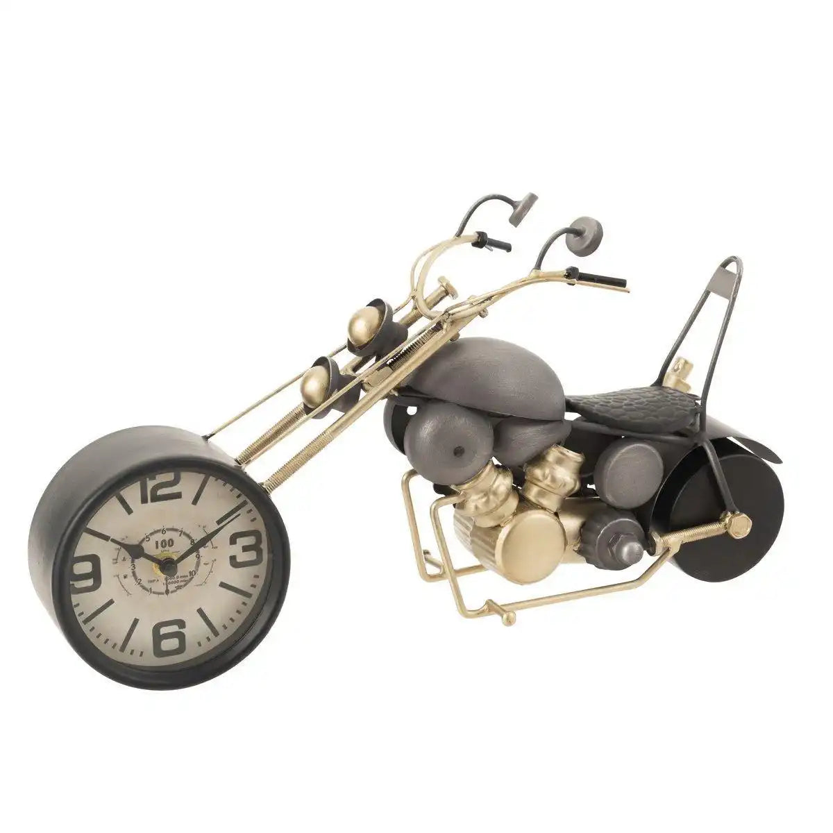 J-Line Moto Uhr – Metall – Grau/Gold – S – Ø 46,5 cm - HomeDesign Knaus