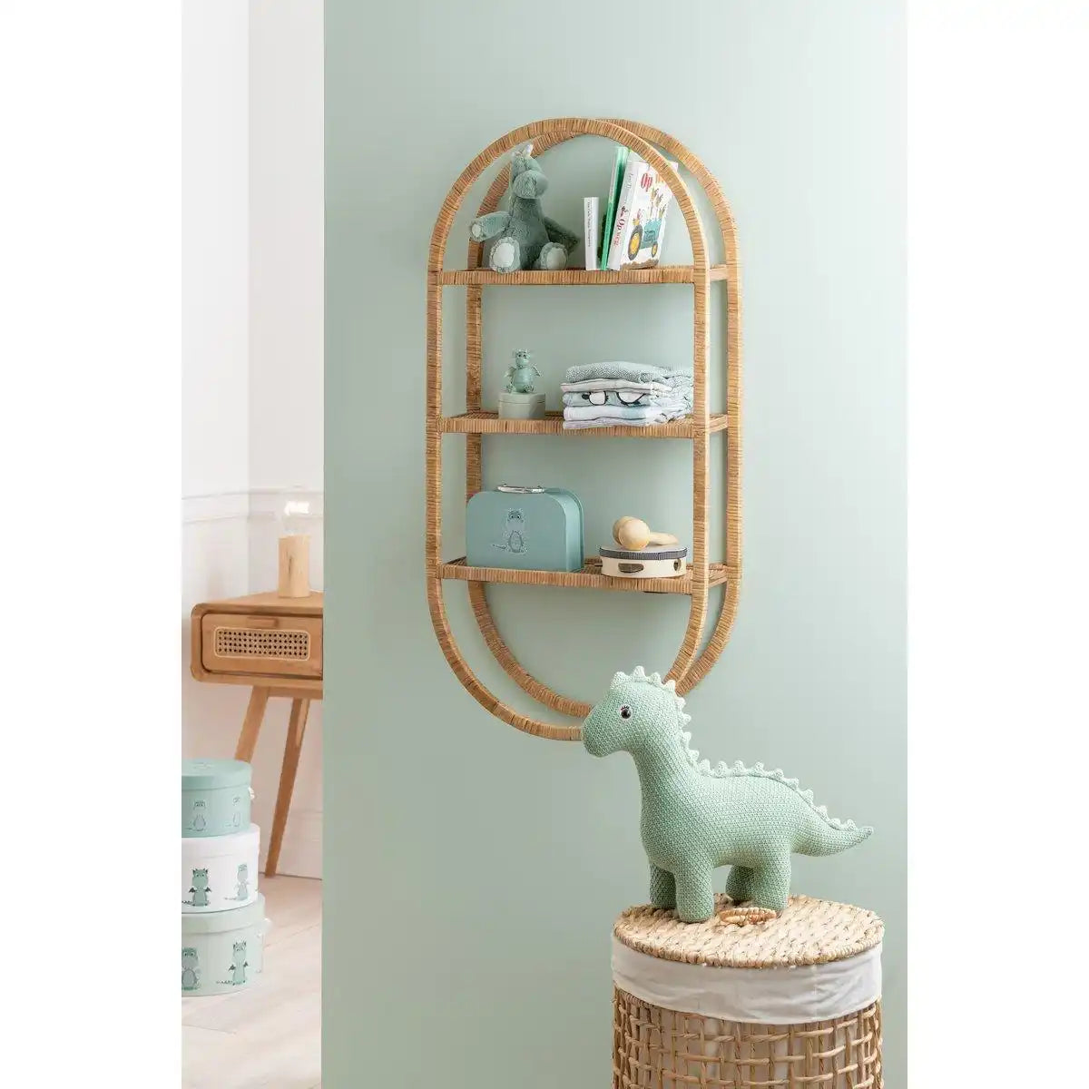 J-Line Muurrek Ovaal 3 Planken Plooibaar – Rotan – Natur - HomeDesign Knaus
