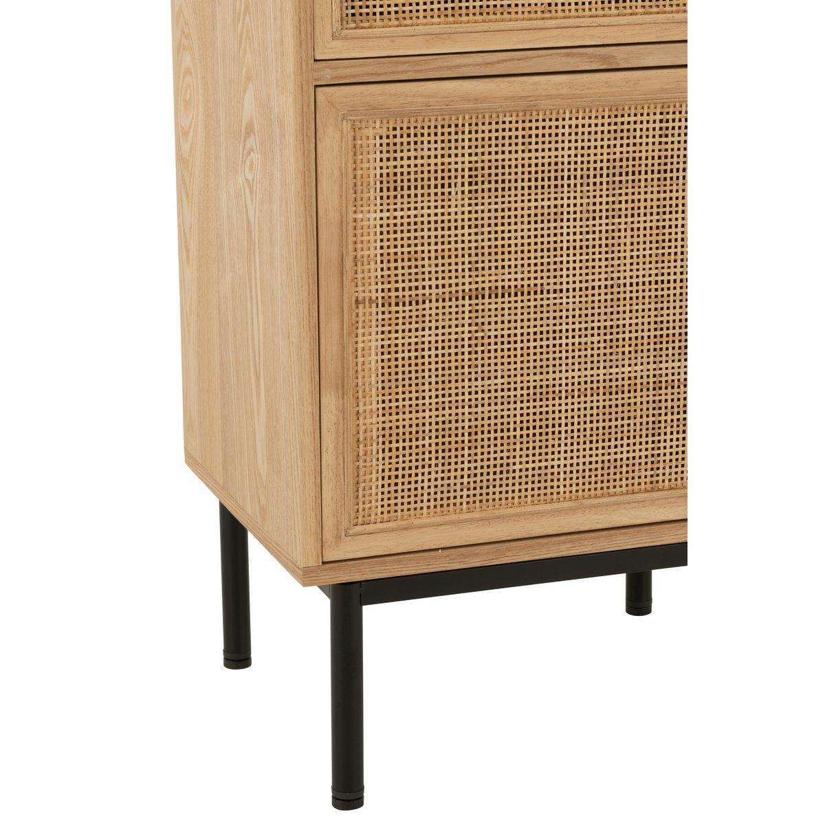 J-Line-Nachttisch Quadrat MDF/Metal Naturel/Schwarz - HomeDesign Knaus