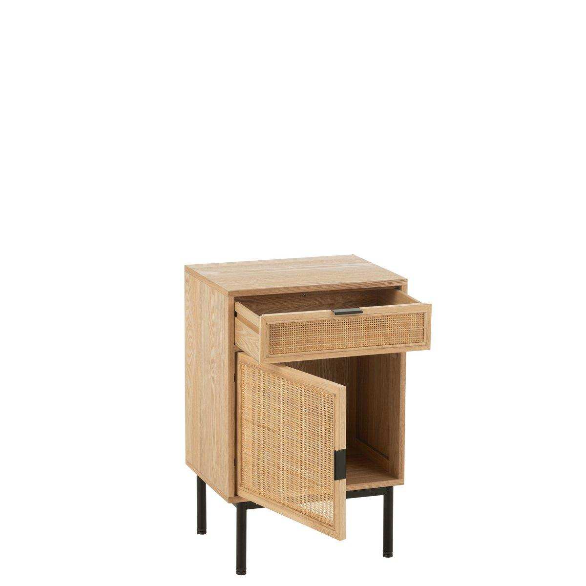 J-Line-Nachttisch Quadrat MDF/Metal Naturel/Schwarz - HomeDesign Knaus