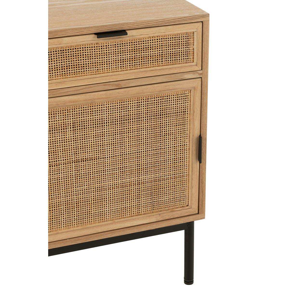 J-Line-Nachttisch Quadrat MDF/Metal Naturel/Schwarz - HomeDesign Knaus