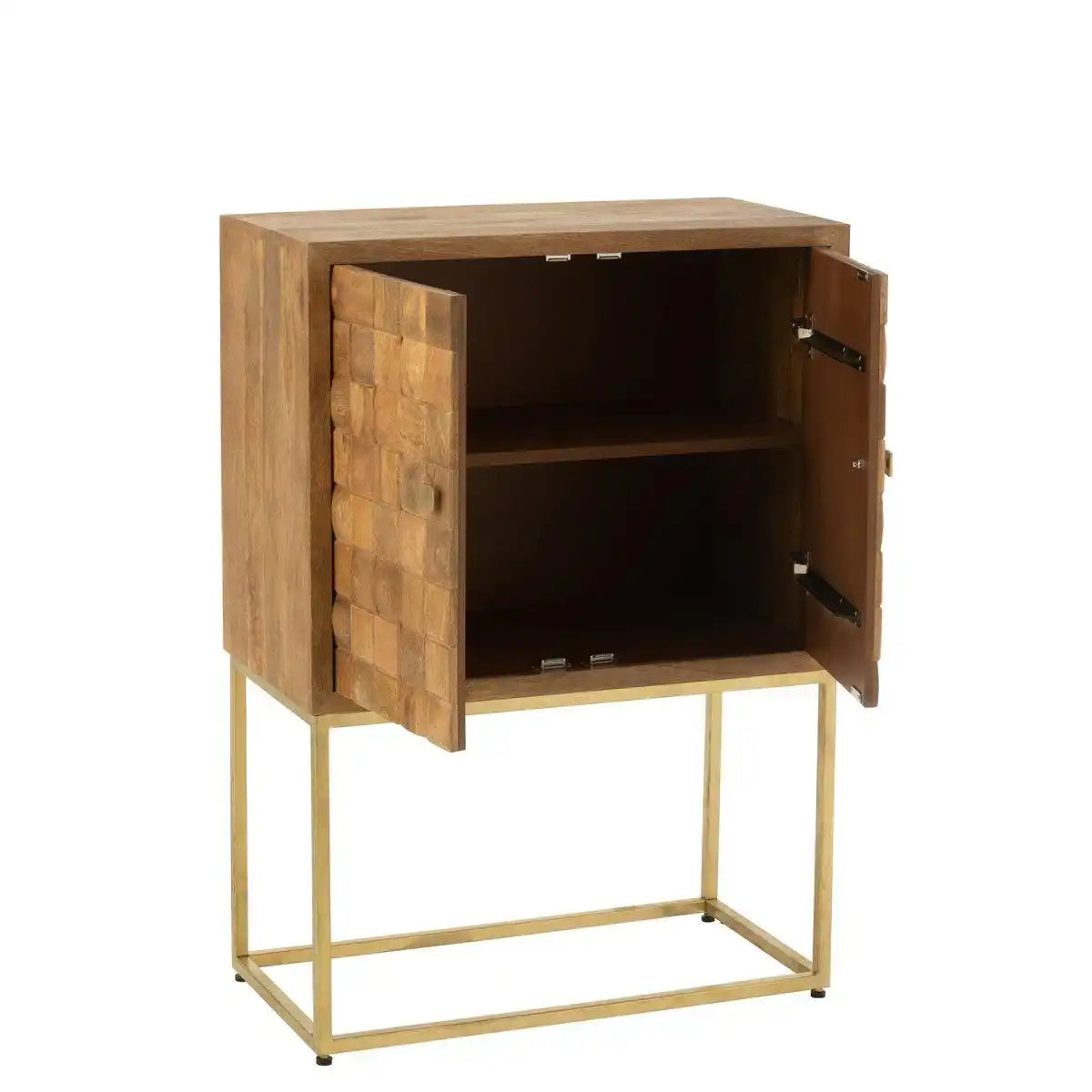 J-Line Nino Schrank auf Ständer Metall/Mangoholz Natur/Gold - HomeDesign Knaus
