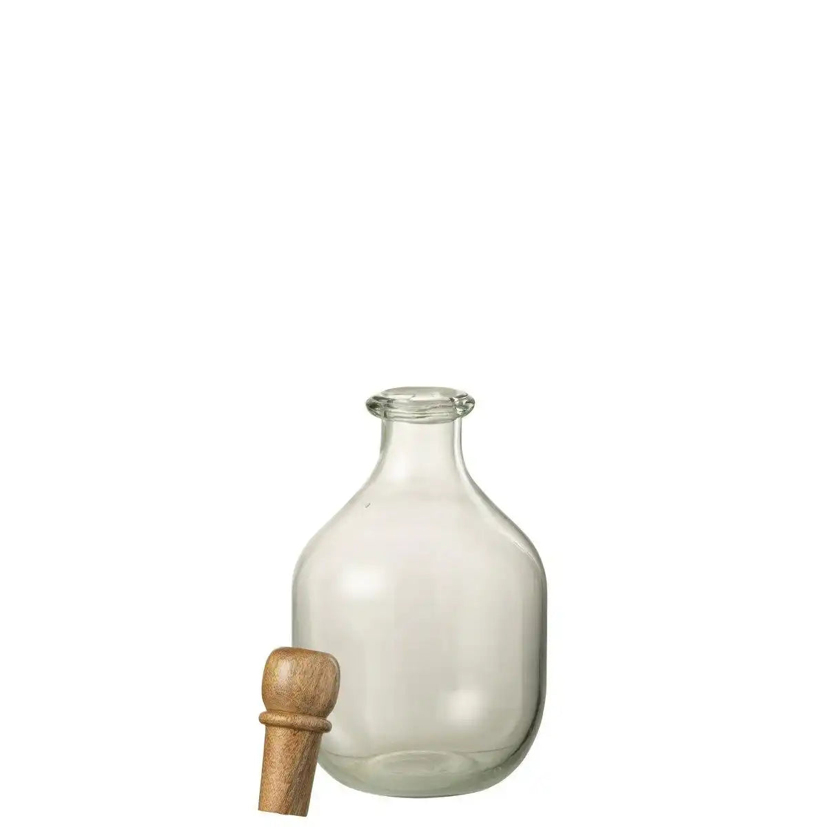 J-Line Ovale Flasche und Korken – Glas/Holz – transparent - HomeDesign Knaus