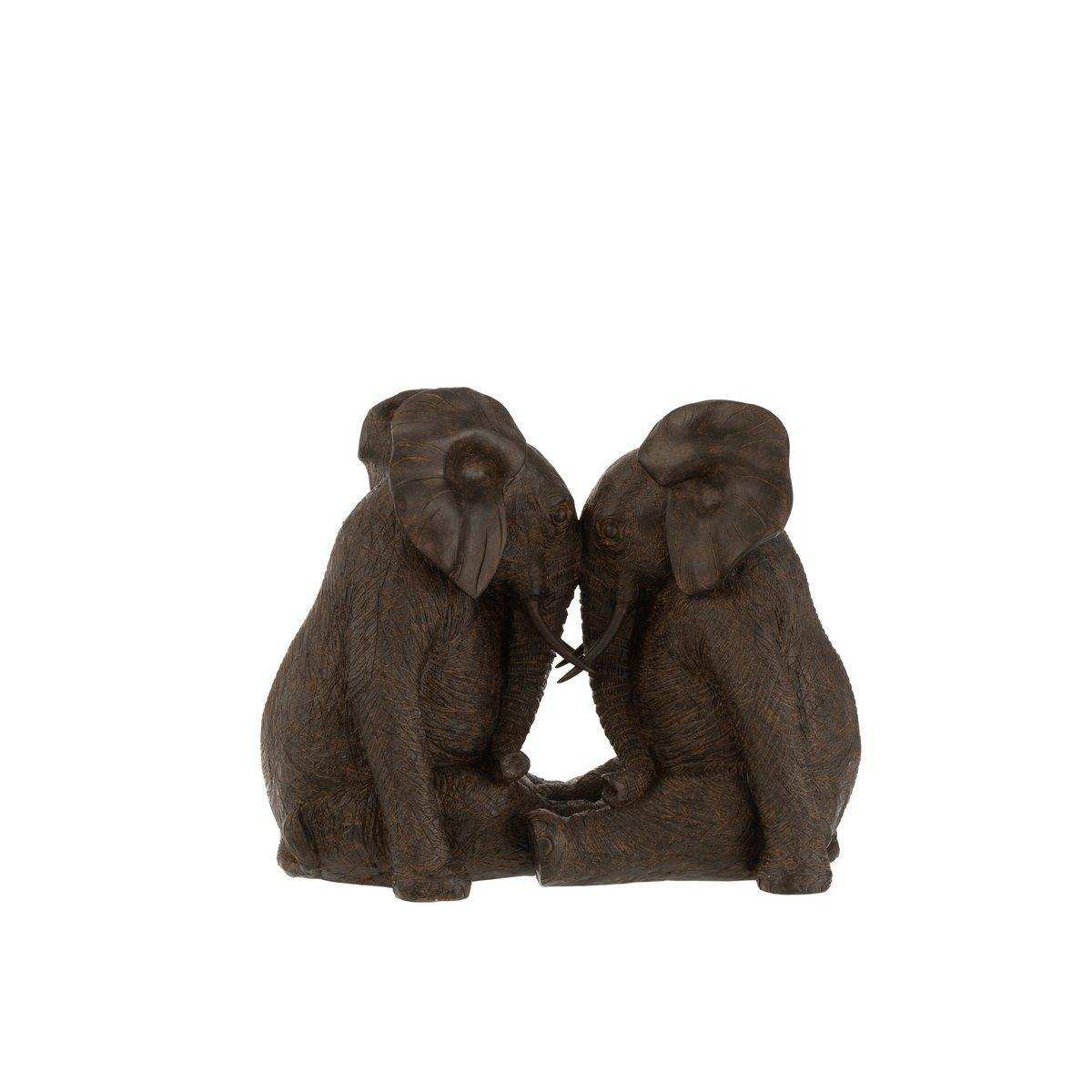 J-Line Paar Elefant Poly Dunkelbraun Groß - HomeDesign Knaus