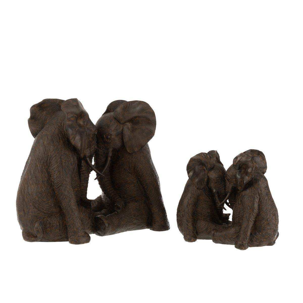 J-Line Paar Elefant Poly Dunkelbraun Groß - HomeDesign Knaus