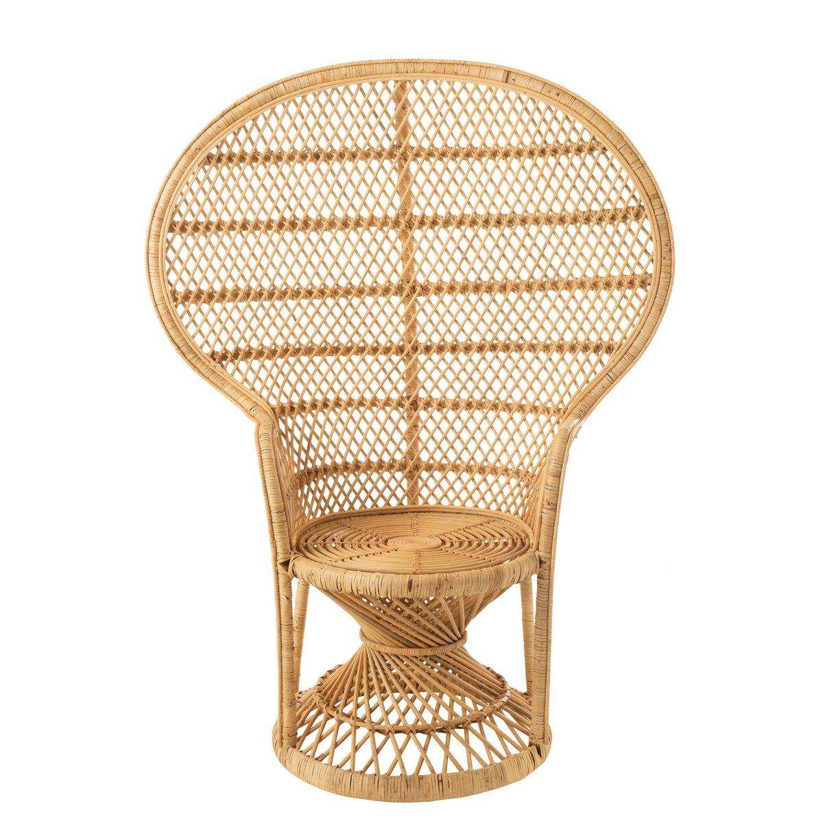 J-Line Pauw Rattanstuhl mit Kissen – Jute – Natur - HomeDesign Knaus