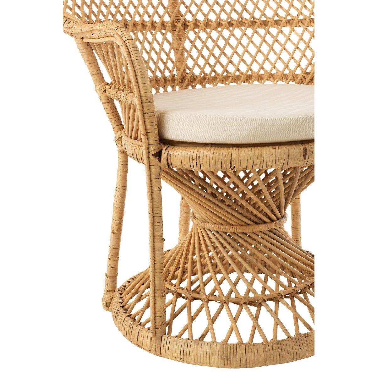 J-Line Pauw Rattanstuhl mit Kissen – Jute – Natur - HomeDesign Knaus