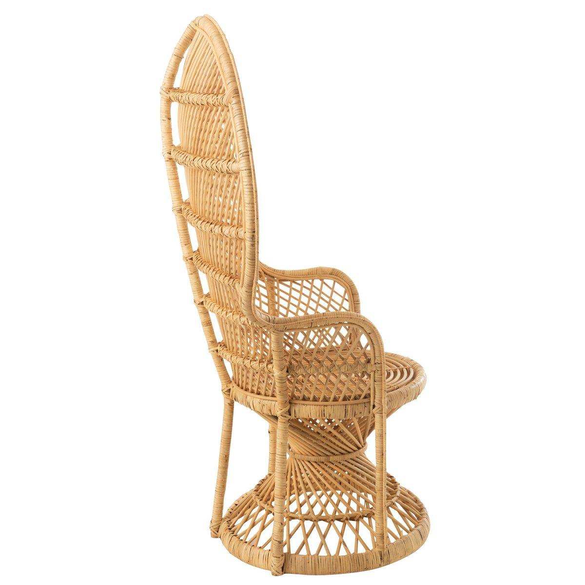J-Line Pauw Rattanstuhl mit Kissen – Jute – Natur - HomeDesign Knaus