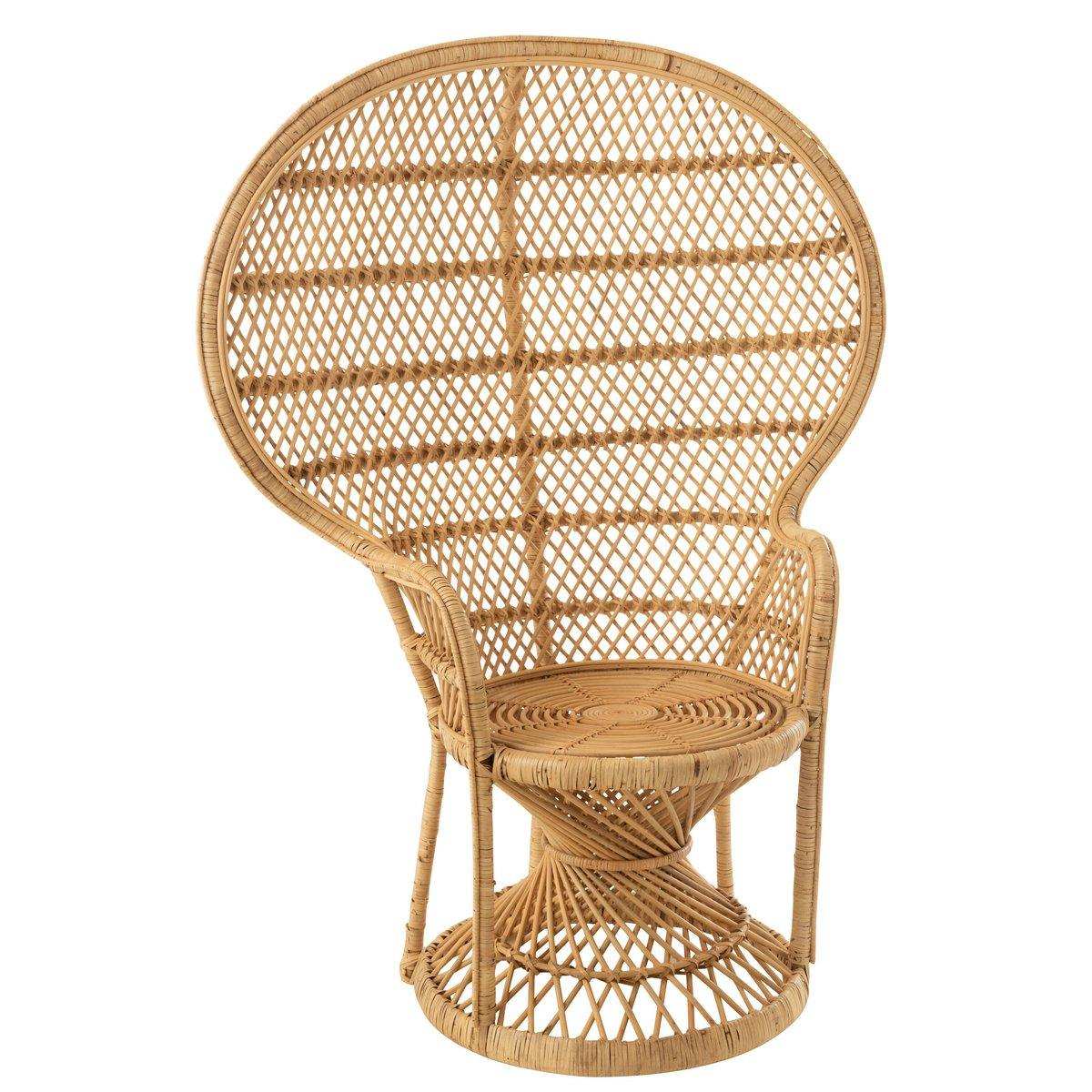 J-Line Pauw Rattanstuhl mit Kissen – Jute – Natur - HomeDesign Knaus