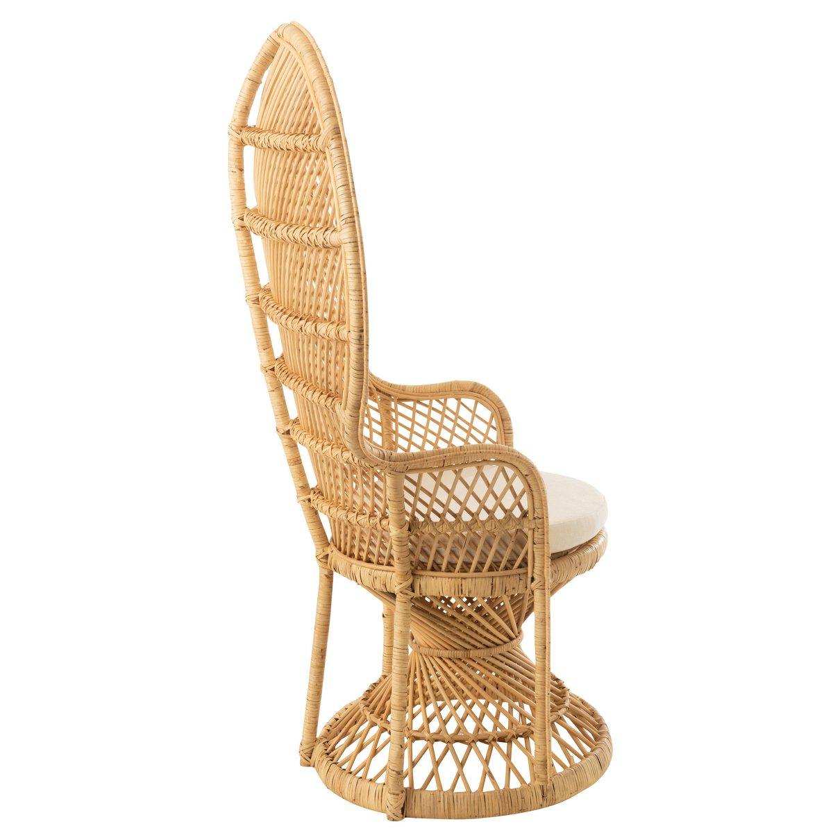 J-Line Pauw Rattanstuhl mit Kissen – Jute – Natur - HomeDesign Knaus