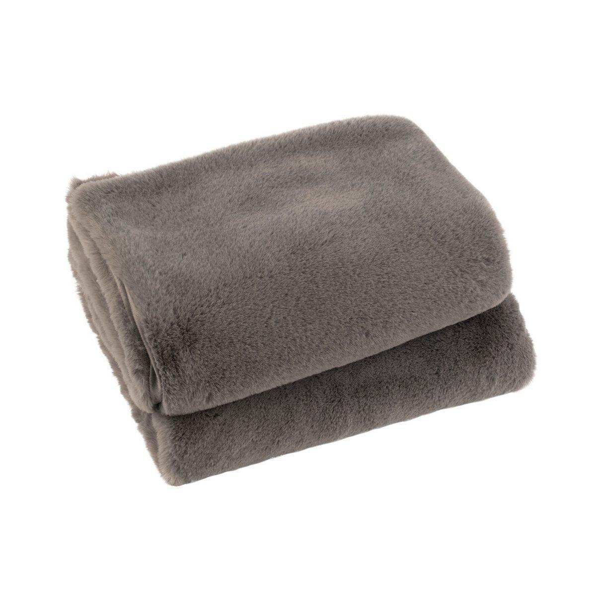 J-Line Plaid Cutie – Fleecedecke – Polyester – 180 x 130 cm – Taupe - HomeDesign Knaus