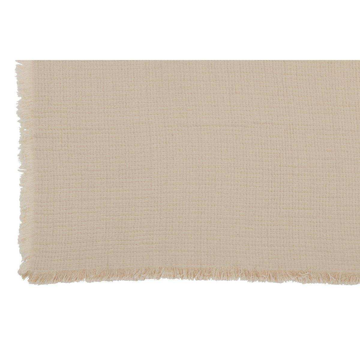 J-Line Plaid Fransen Musselin – Baumwolle – Hellbeige - HomeDesign Knaus