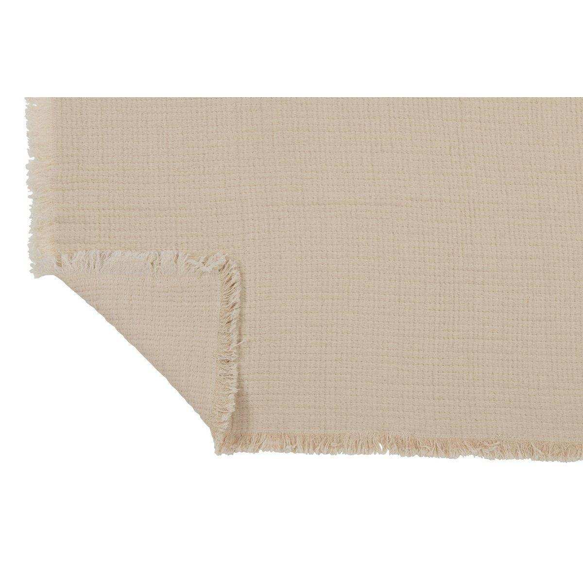 J-Line Plaid Fransen Musselin – Baumwolle – Hellbeige - HomeDesign Knaus