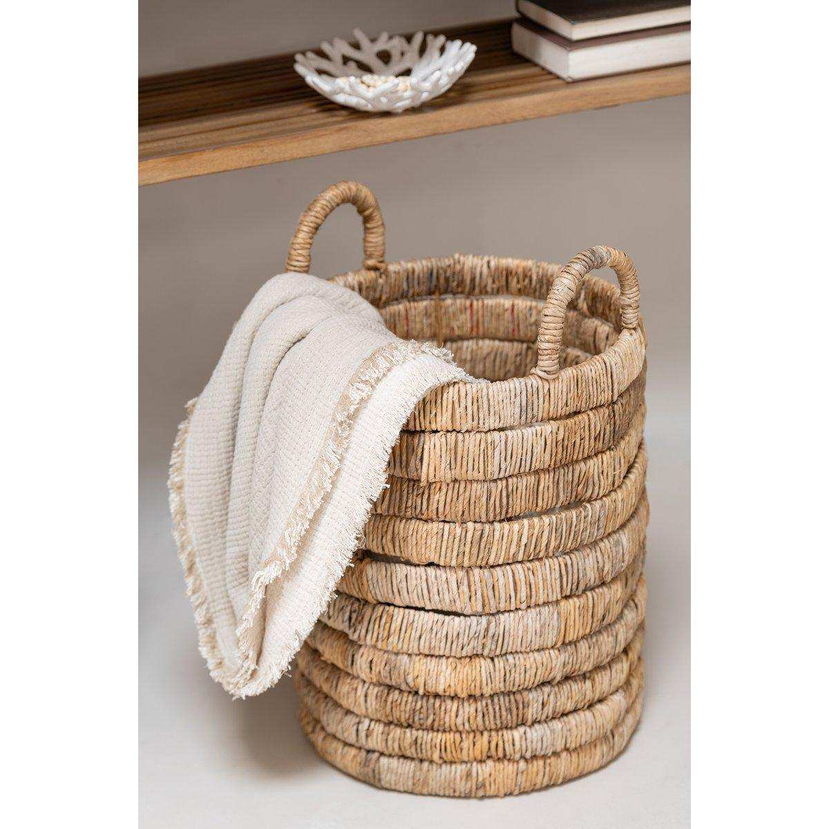 J-Line Plaid Fransen Musselin – Baumwolle – Hellbeige - HomeDesign Knaus