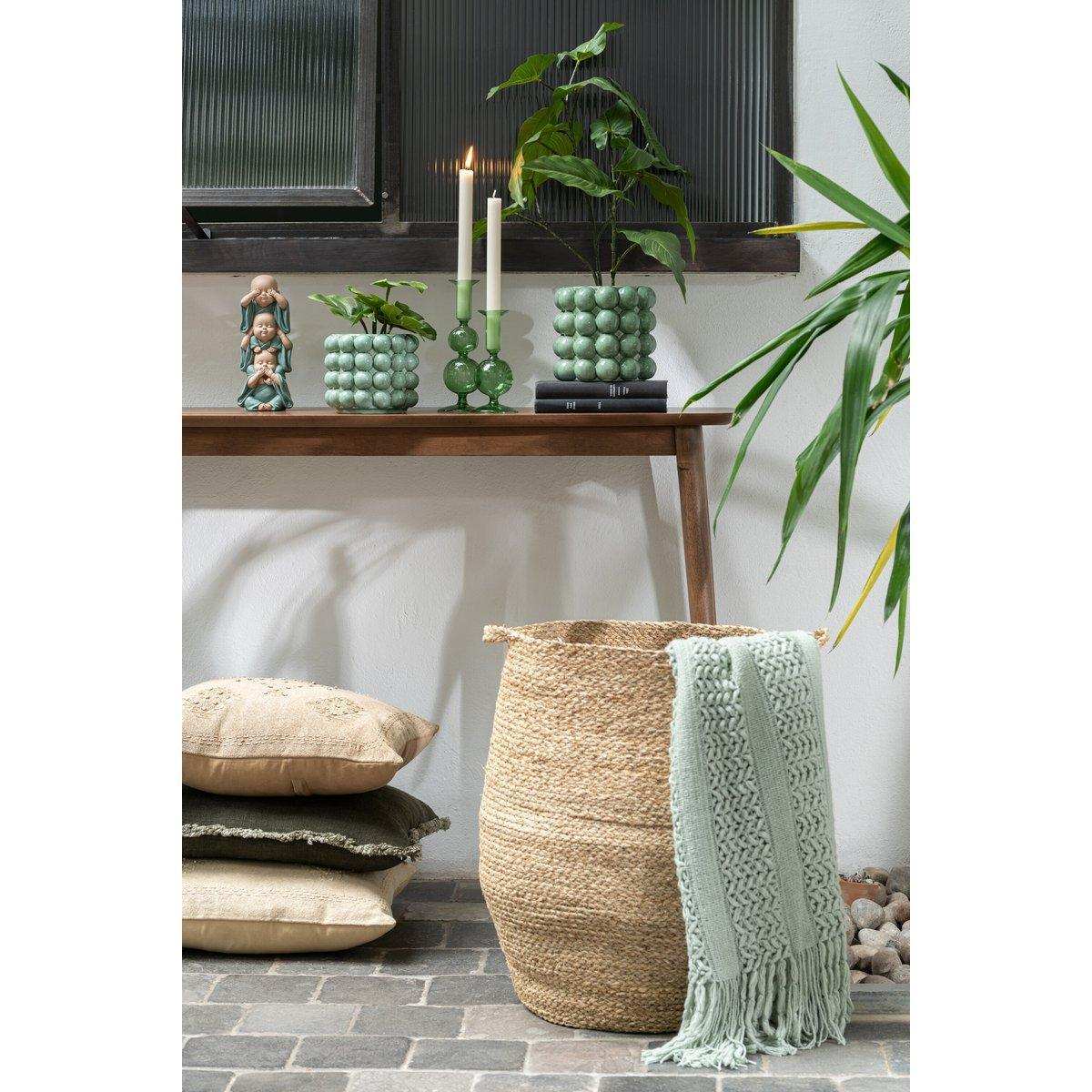 J-Line Plaid gestrickt – Polyester – hellgrün – 160 x 130 cm - HomeDesign Knaus