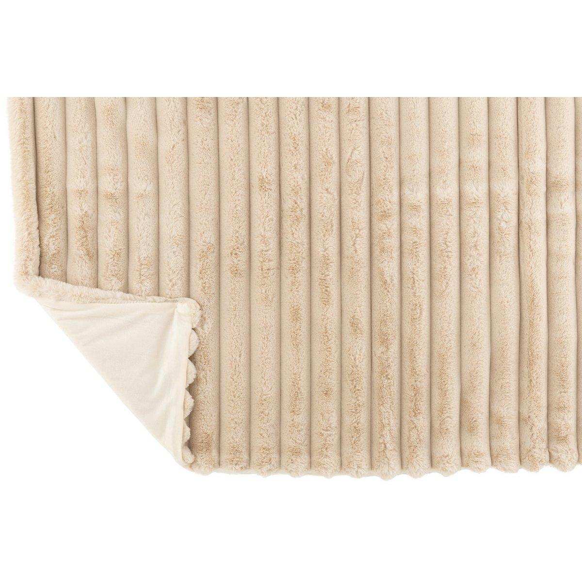 J-Line Plaid Large Cord Polyester Beige - HomeDesign Knaus