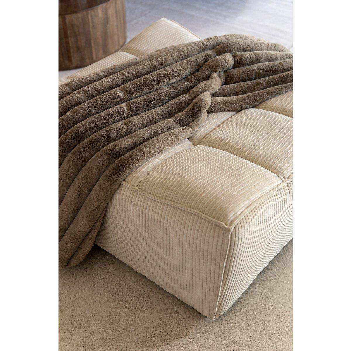 J-Line Plaid Large Cord Polyester Taupe - HomeDesign Knaus