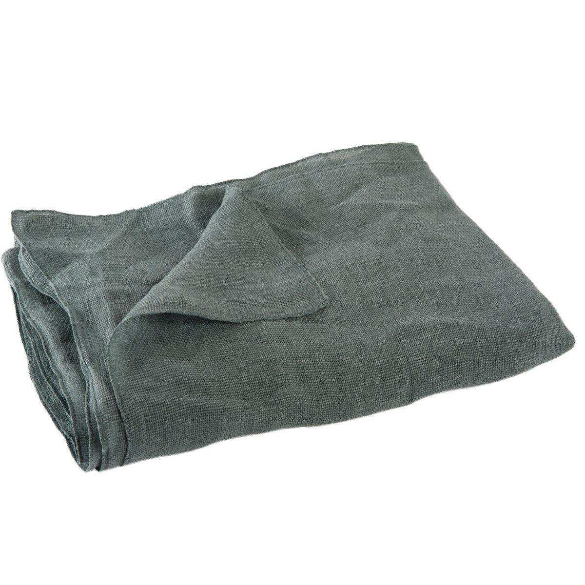 J-Line Plaid – Leinen – Dunkelgrün – 150 x 0,5 cm - HomeDesign Knaus