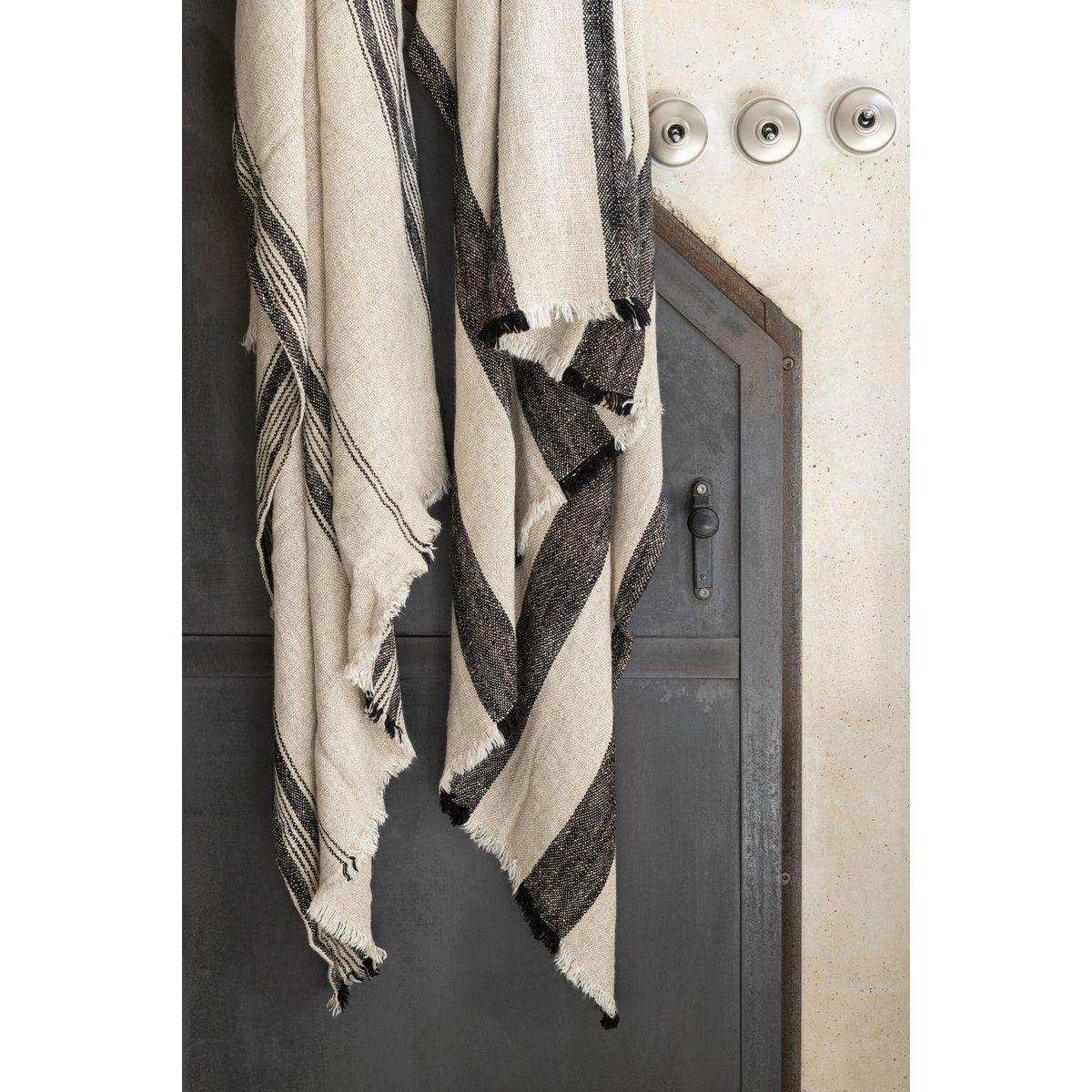 J-Line Plaid mit Leinen – Baumwolle – Beige – 171 x 127 cm - HomeDesign Knaus