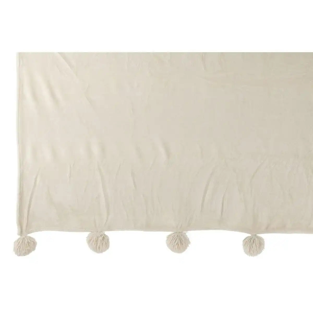 J-Line Plaid Pompom Polyester Beige/Munt - HomeDesign Knaus