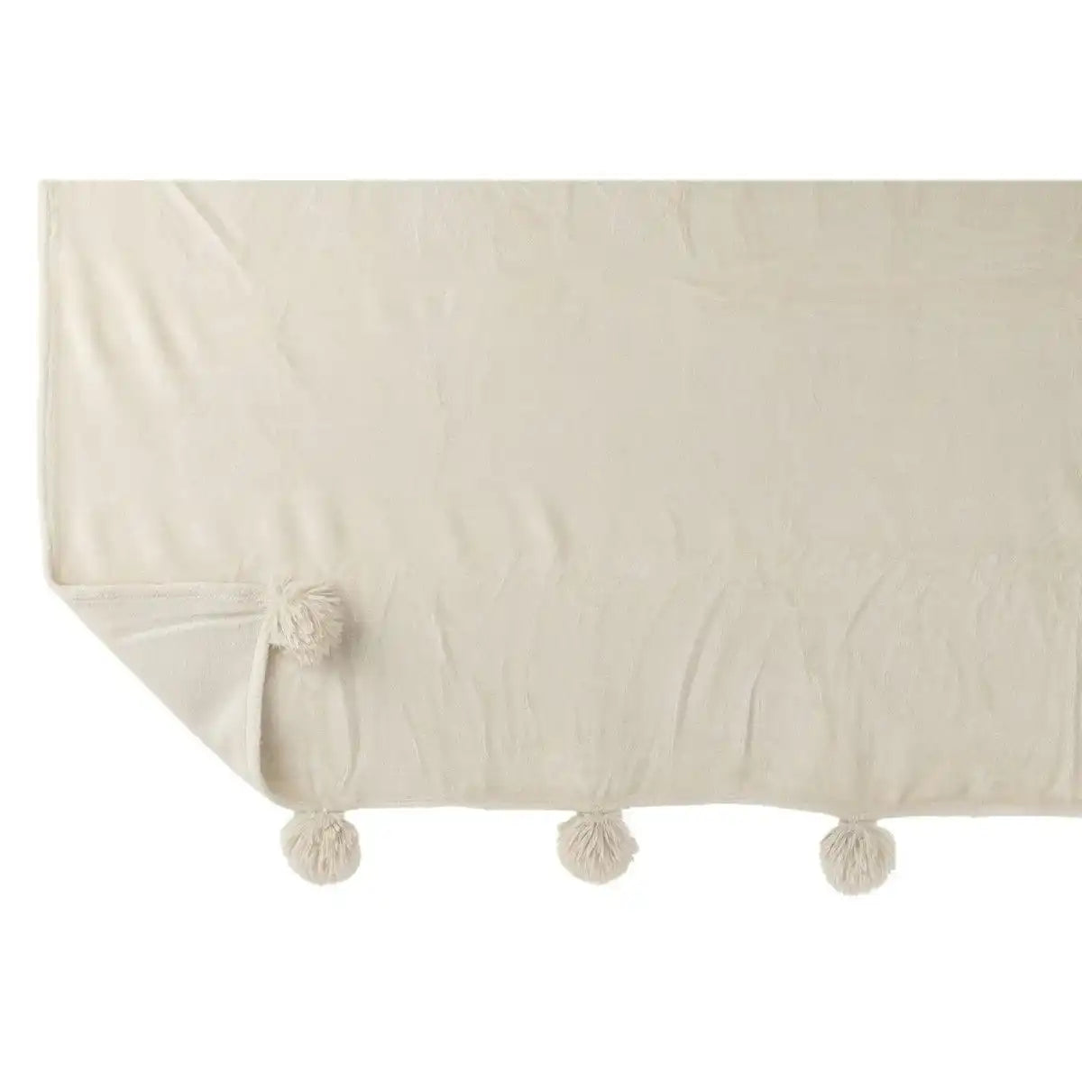 J-Line Plaid Pompom Polyester Beige/Munt - HomeDesign Knaus