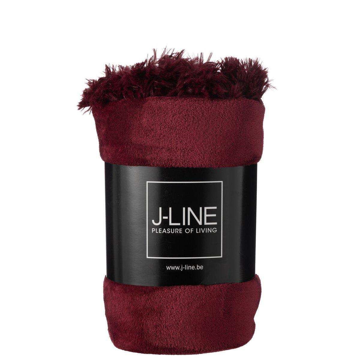 J-Line Plaid Pompom – Polyester – Bordeaux – 170 x 130 cm - HomeDesign Knaus