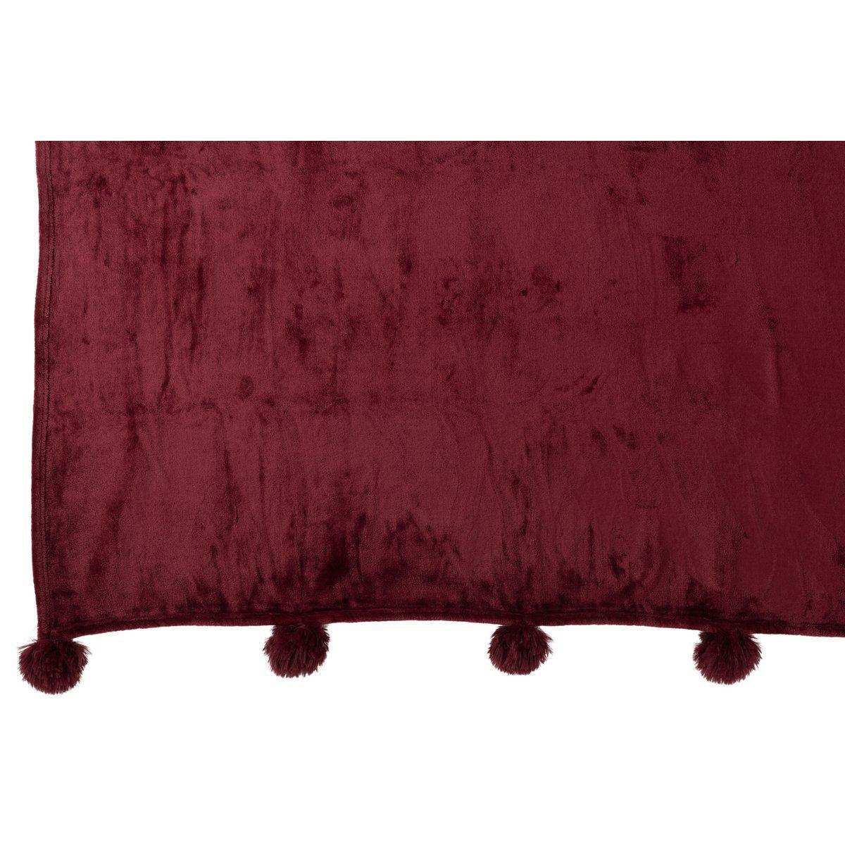 J-Line Plaid Pompom – Polyester – Bordeaux – 170 x 130 cm - HomeDesign Knaus
